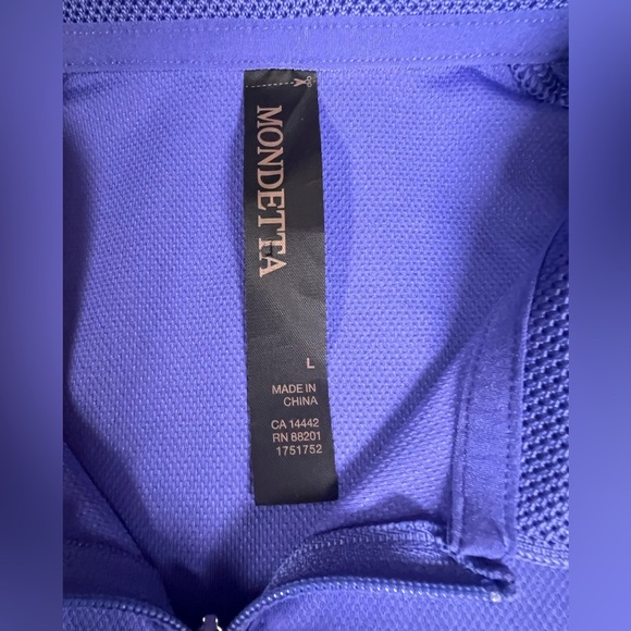MONDETTA WOMEN’S ACTIVE 1/4 ZIP SHORT SLEEVE MESH POLO SHIRT. SIZE LARGE PURPLE - Picture 9 of 10